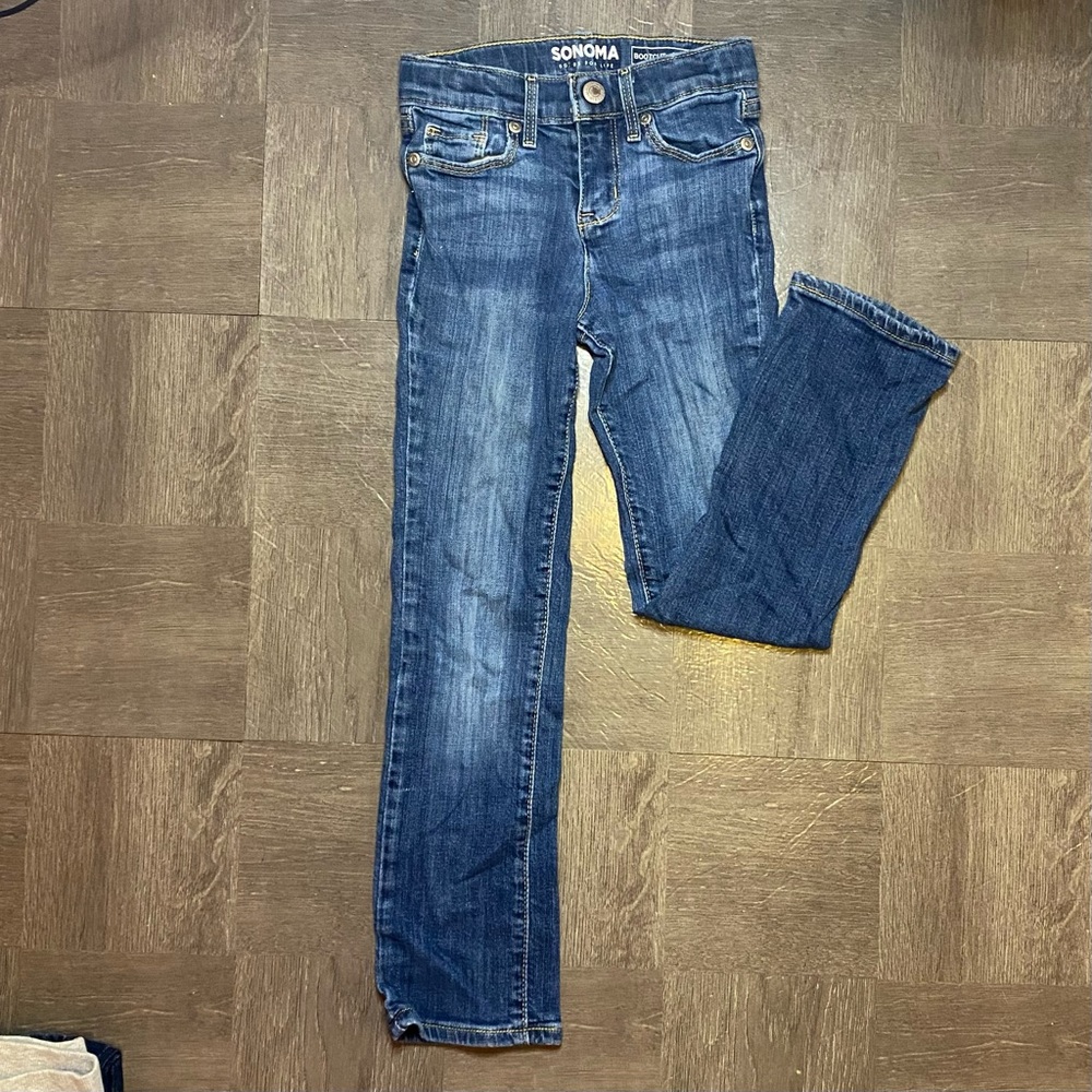 Sonoma Kids Girls Dark Wash Bootcut Jeans Adjustable Waist Size 7 Slim